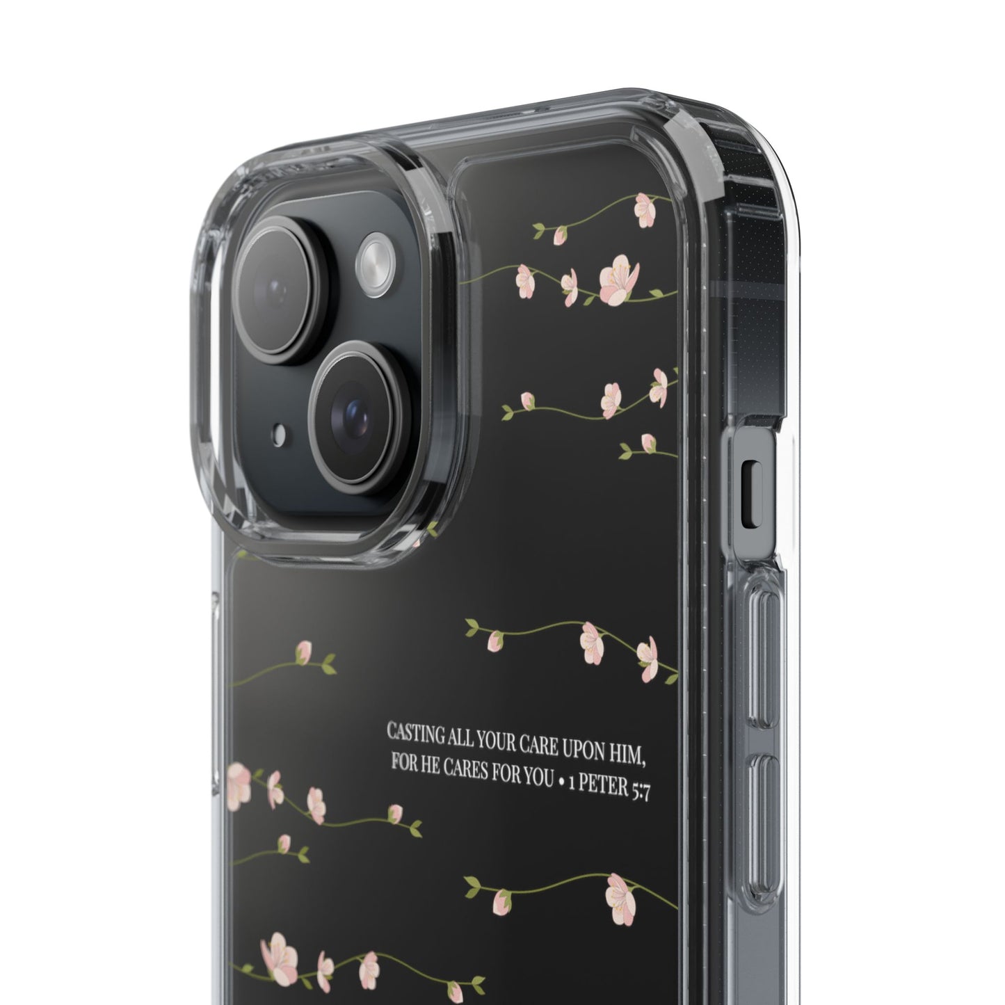 Floral Inspirational Bible Verse Phone Case, Clear Case, Motivational Phone Cover, Gift for Her, Spring Decor, Self-Care Reminder