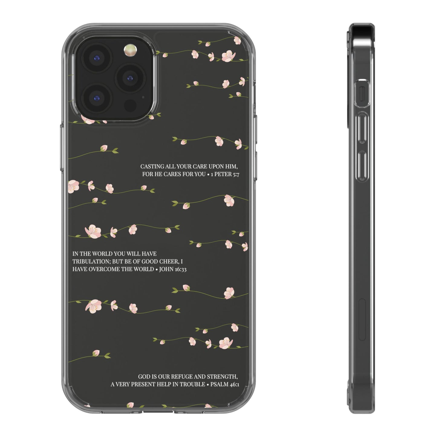 Floral Inspirational Bible Verse Phone Case, Clear Case, Motivational Phone Cover, Gift for Her, Spring Decor, Self-Care Reminder