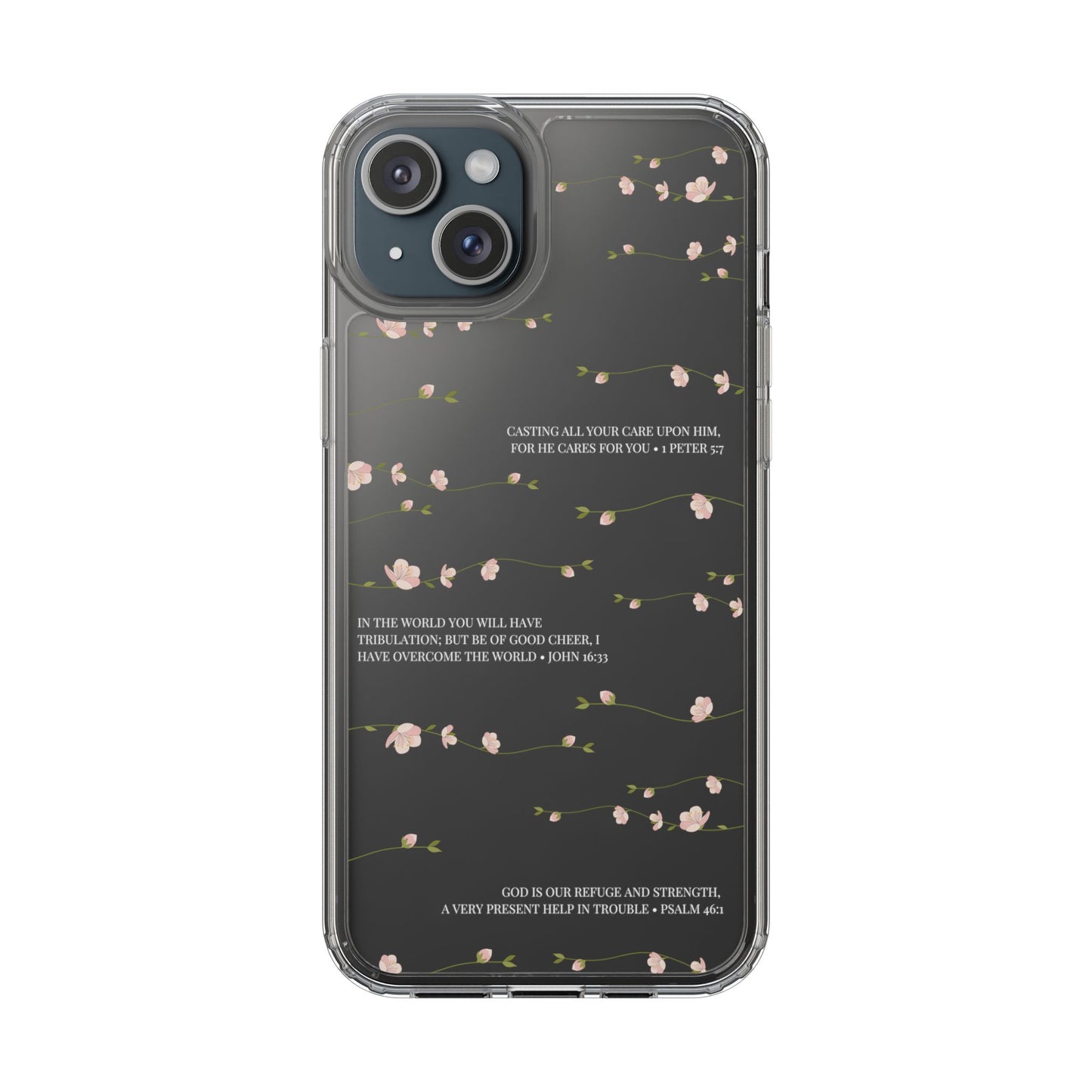 Floral Inspirational Bible Verse Phone Case, Clear Case, Motivational Phone Cover, Gift for Her, Spring Decor, Self-Care Reminder
