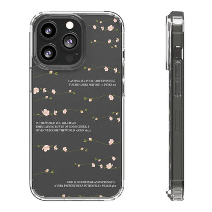 Floral Inspirational Bible Verse Phone Case, Clear Case, Motivational Phone Cover, Gift for Her, Spring Decor, Self-Care Reminder