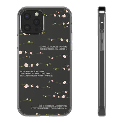 Floral Inspirational Bible Verse Phone Case, Clear Case, Motivational Phone Cover, Gift for Her, Spring Decor, Self-Care Reminder