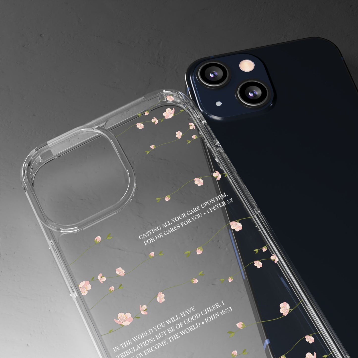 Floral Inspirational Bible Verse Phone Case, Clear Case, Motivational Phone Cover, Gift for Her, Spring Decor, Self-Care Reminder