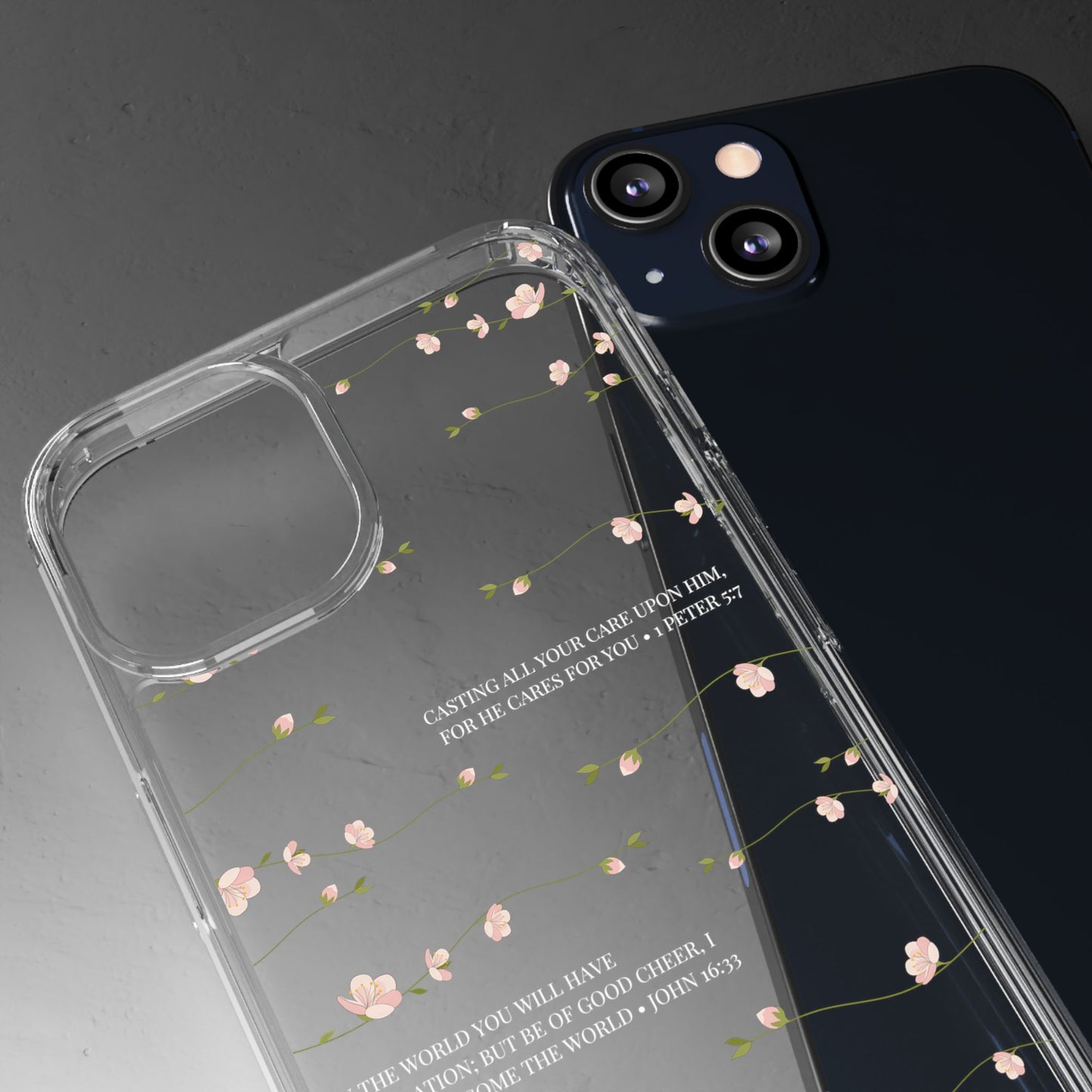 Floral Inspirational Bible Verse Phone Case, Clear Case, Motivational Phone Cover, Gift for Her, Spring Decor, Self-Care Reminder