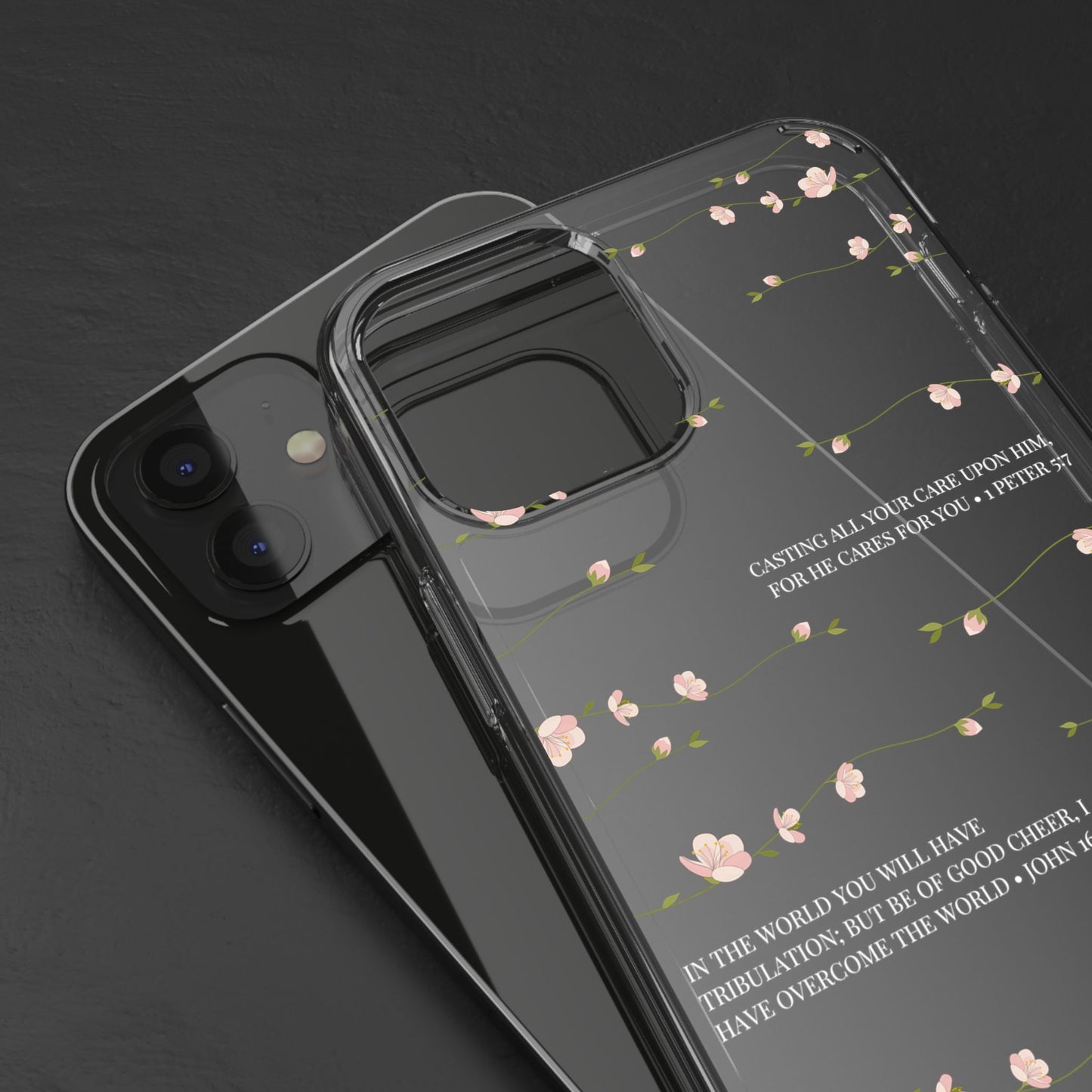 Floral Inspirational Bible Verse Phone Case, Clear Case, Motivational Phone Cover, Gift for Her, Spring Decor, Self-Care Reminder