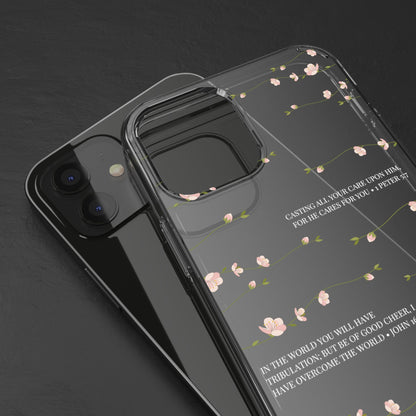 Floral Inspirational Bible Verse Phone Case, Clear Case, Motivational Phone Cover, Gift for Her, Spring Decor, Self-Care Reminder