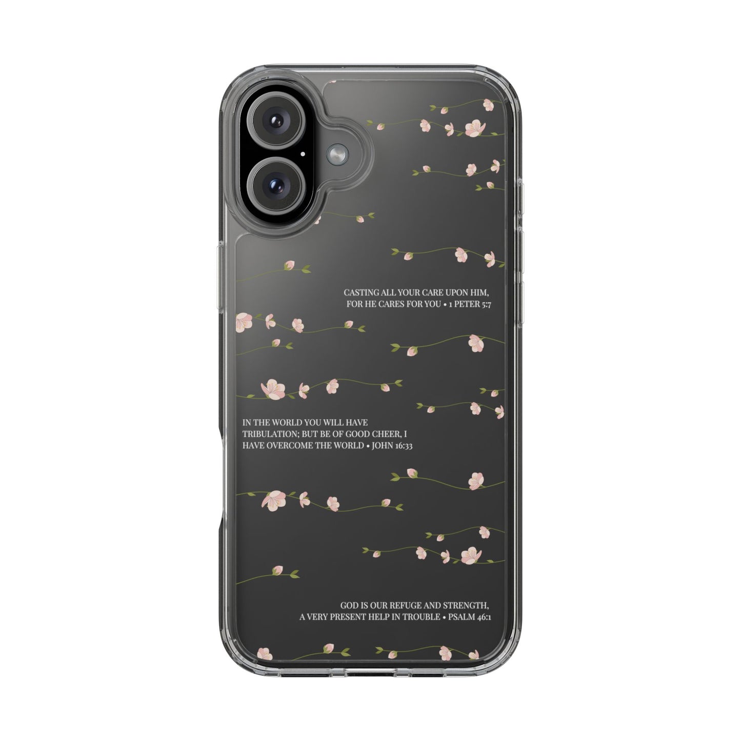 Floral Inspirational Bible Verse Phone Case, Clear Case, Motivational Phone Cover, Gift for Her, Spring Decor, Self-Care Reminder