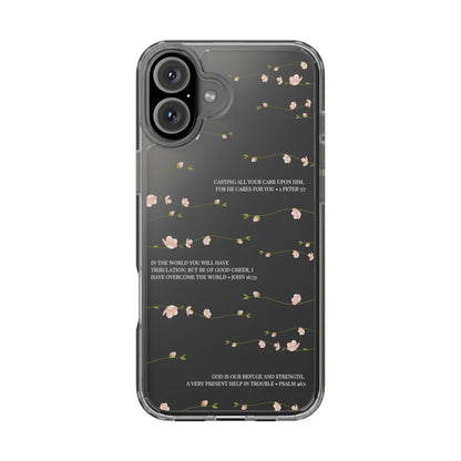 Floral Inspirational Bible Verse Phone Case, Clear Case, Motivational Phone Cover, Gift for Her, Spring Decor, Self-Care Reminder