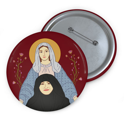 St. Mary & Tamav Erene Custom Pin Buttons, Humorous Pins, Funny Gifts, Quirky Badges, Religious Pin Badges