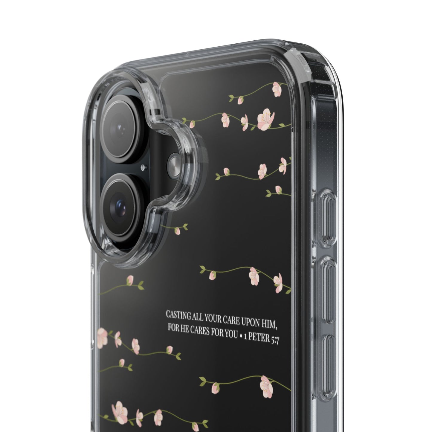 Floral Inspirational Bible Verse Phone Case, Clear Case, Motivational Phone Cover, Gift for Her, Spring Decor, Self-Care Reminder
