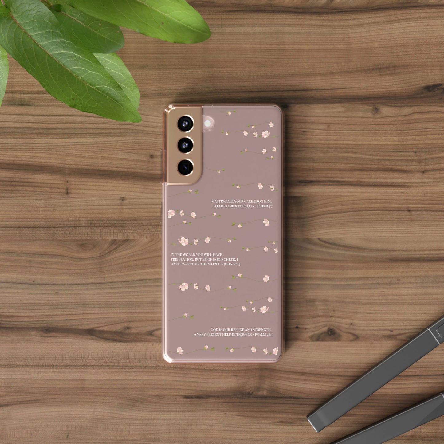 Floral Inspirational Bible Verse Phone Case, Clear Case, Motivational Phone Cover, Gift for Her, Spring Decor, Self-Care Reminder