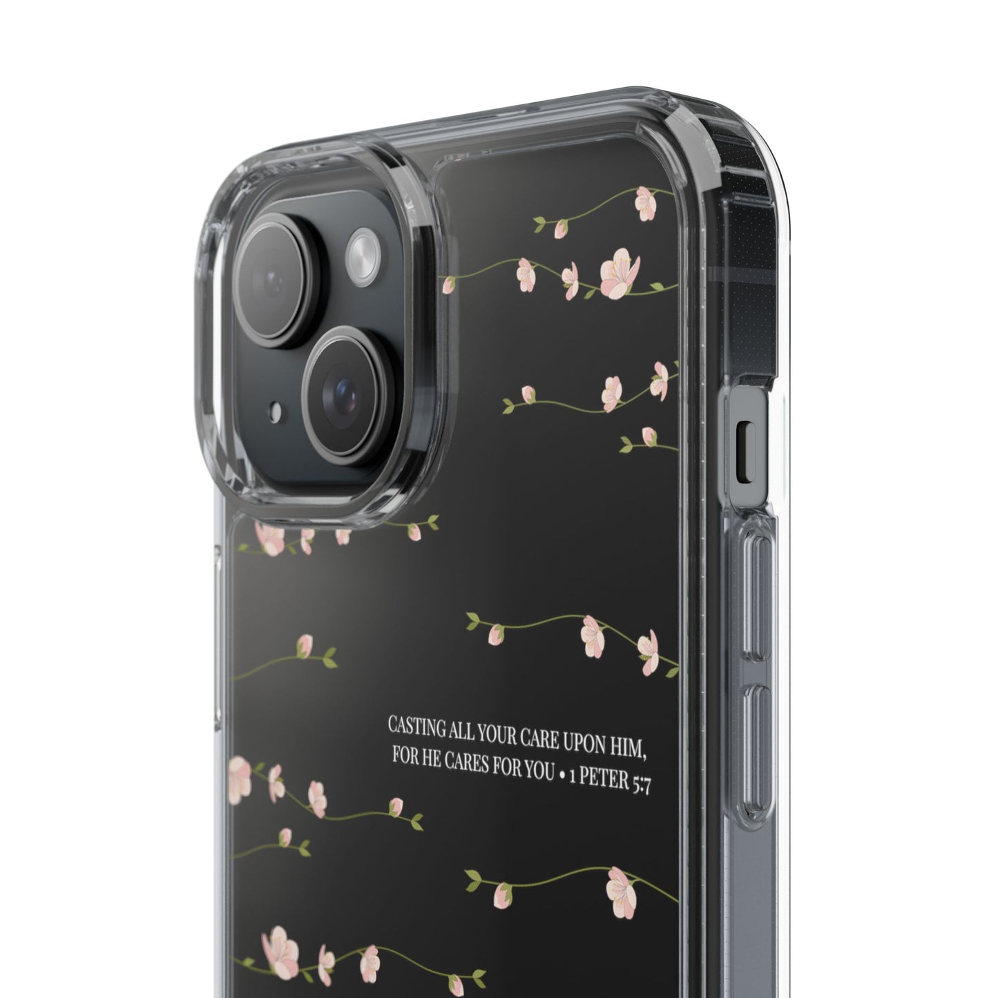 Floral Inspirational Bible Verse Phone Case, Clear Case, Motivational Phone Cover, Gift for Her, Spring Decor, Self-Care Reminder