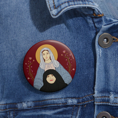 St. Mary & Tamav Erene Custom Pin Buttons, Humorous Pins, Funny Gifts, Quirky Badges, Religious Pin Badges