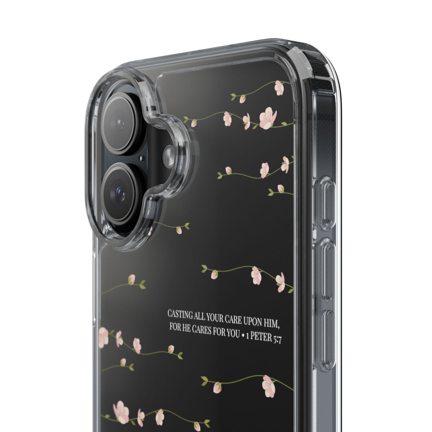 Floral Inspirational Bible Verse Phone Case, Clear Case, Motivational Phone Cover, Gift for Her, Spring Decor, Self-Care Reminder