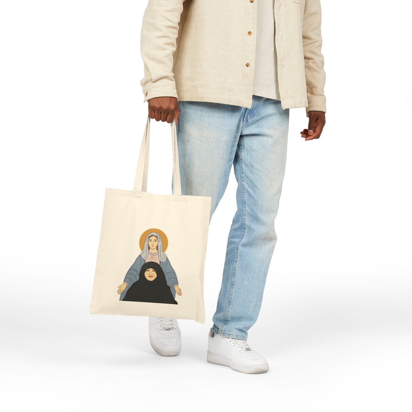 St. Mary & Tamav Erene Cotton Canvas Tote Bag, Unique Gift Bag, Eco-Friendly Shopping Bag, Art Lover Tote, Inspirational Bag