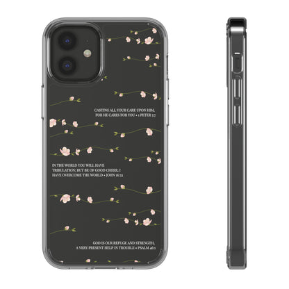 Floral Inspirational Bible Verse Phone Case, Clear Case, Motivational Phone Cover, Gift for Her, Spring Decor, Self-Care Reminder
