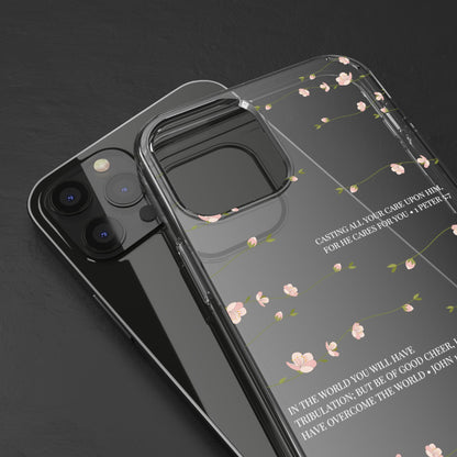 Floral Inspirational Bible Verse Phone Case, Clear Case, Motivational Phone Cover, Gift for Her, Spring Decor, Self-Care Reminder