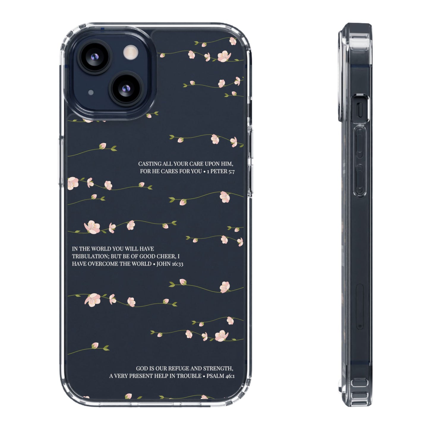 Floral Inspirational Bible Verse Phone Case, Clear Case, Motivational Phone Cover, Gift for Her, Spring Decor, Self-Care Reminder