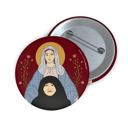 St. Mary & Tamav Erene Custom Pin Buttons, Humorous Pins, Funny Gifts, Quirky Badges, Religious Pin Badges
