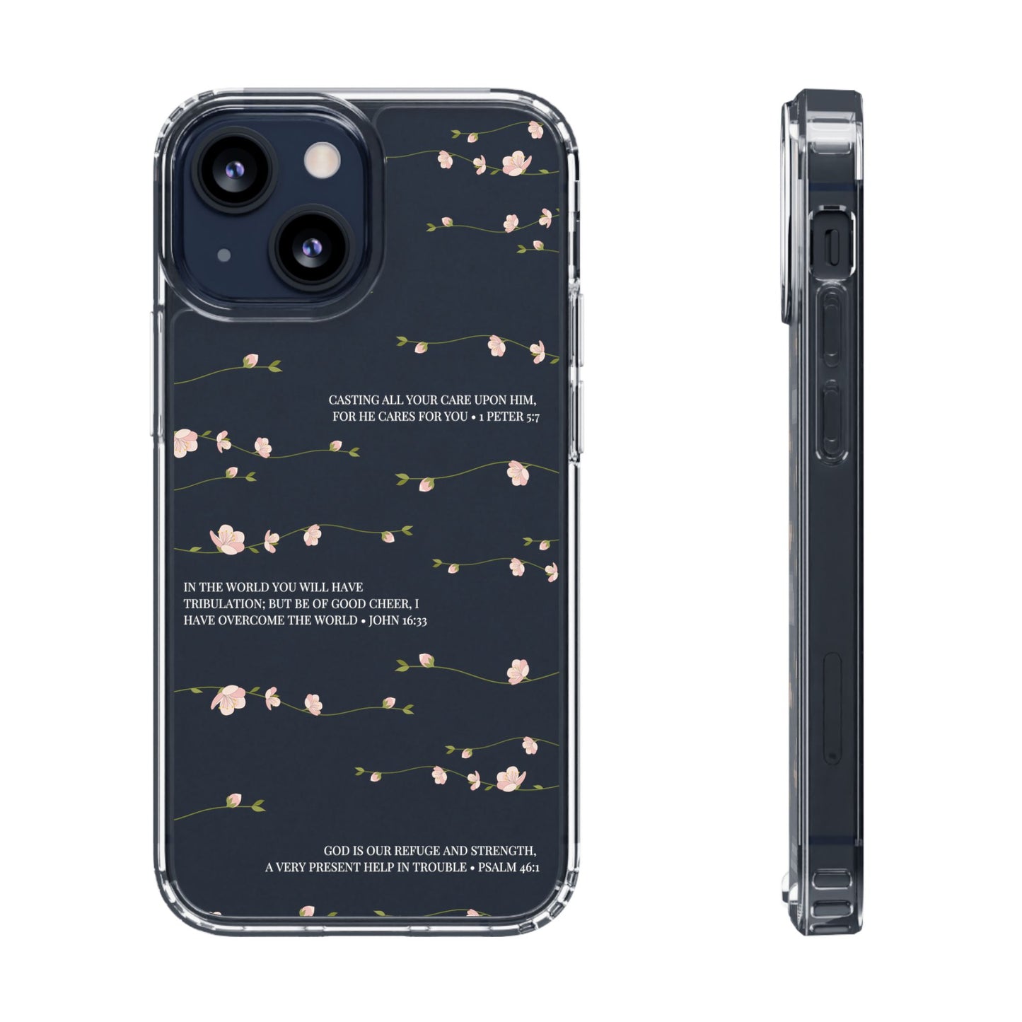 Floral Inspirational Bible Verse Phone Case, Clear Case, Motivational Phone Cover, Gift for Her, Spring Decor, Self-Care Reminder