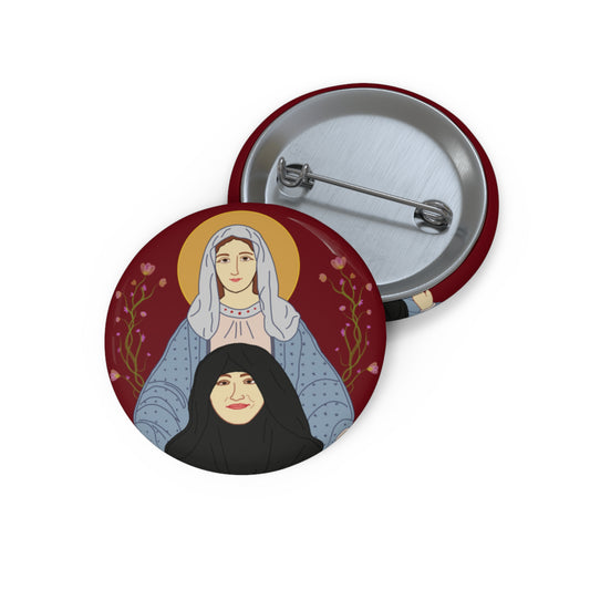 St. Mary & Tamav Erene Custom Pin Buttons, Humorous Pins, Funny Gifts, Quirky Badges, Religious Pin Badges
