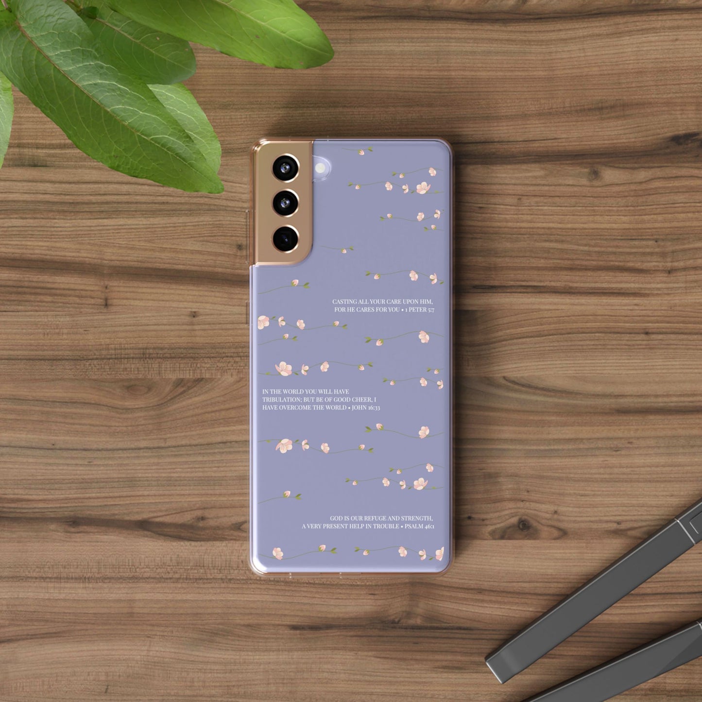 Floral Inspirational Bible Verse Phone Case, Clear Case, Motivational Phone Cover, Gift for Her, Spring Decor, Self-Care Reminder