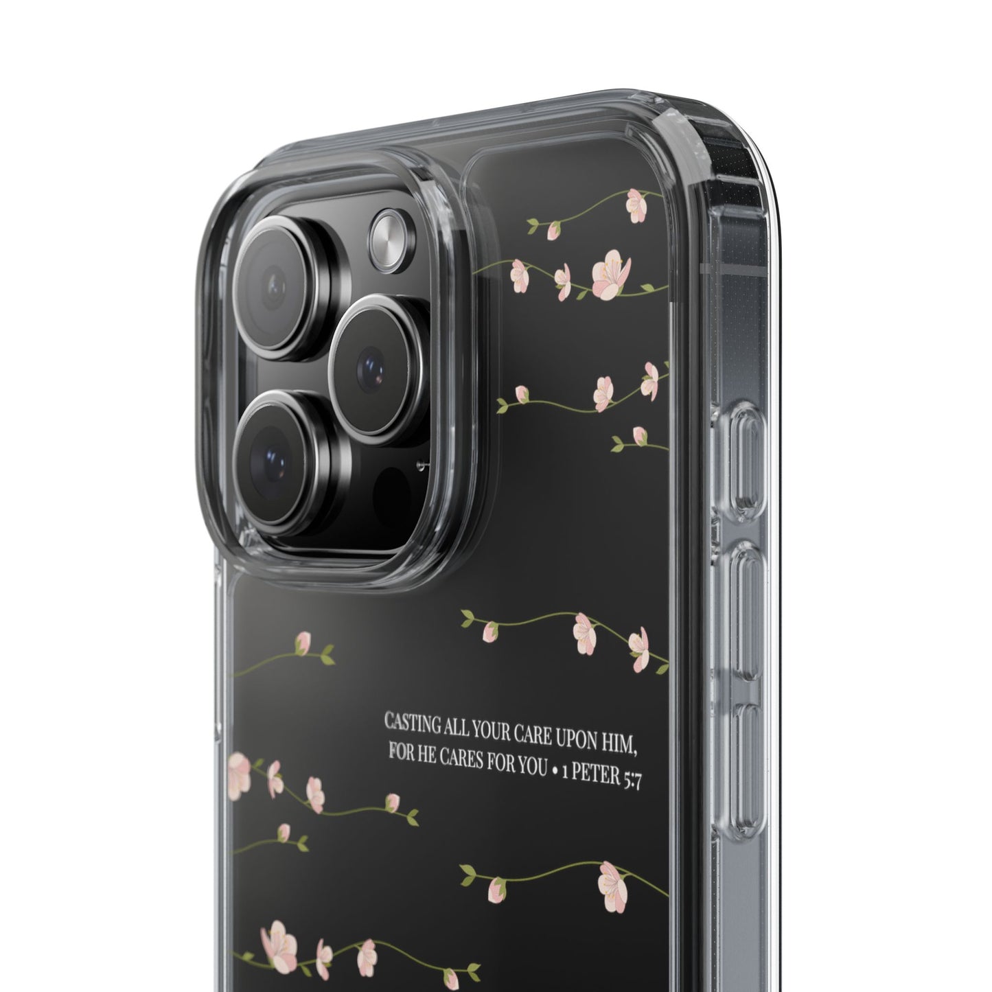 Floral Inspirational Bible Verse Phone Case, Clear Case, Motivational Phone Cover, Gift for Her, Spring Decor, Self-Care Reminder