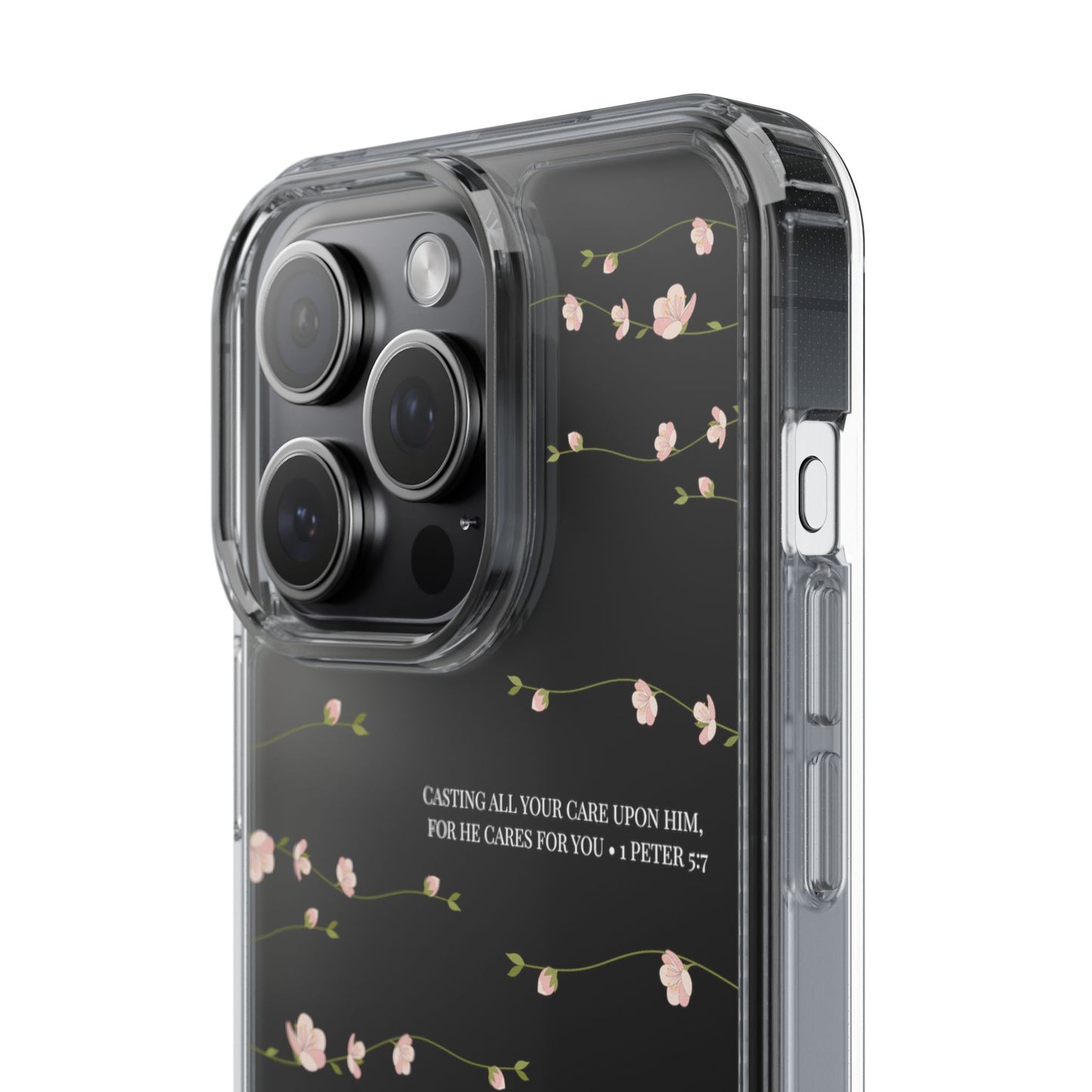 Floral Inspirational Bible Verse Phone Case, Clear Case, Motivational Phone Cover, Gift for Her, Spring Decor, Self-Care Reminder