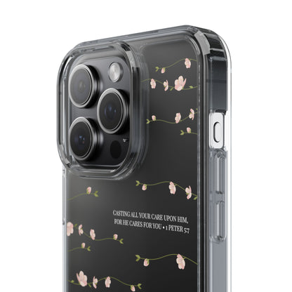 Floral Inspirational Bible Verse Phone Case, Clear Case, Motivational Phone Cover, Gift for Her, Spring Decor, Self-Care Reminder