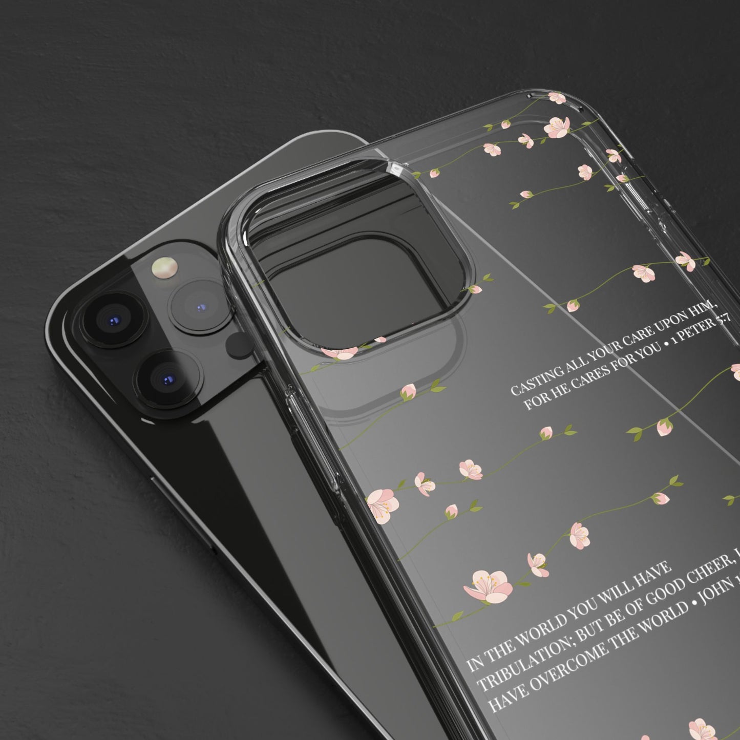 Floral Inspirational Bible Verse Phone Case, Clear Case, Motivational Phone Cover, Gift for Her, Spring Decor, Self-Care Reminder