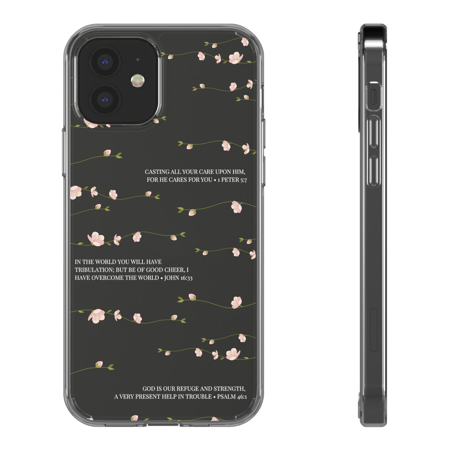 Floral Inspirational Bible Verse Phone Case, Clear Case, Motivational Phone Cover, Gift for Her, Spring Decor, Self-Care Reminder