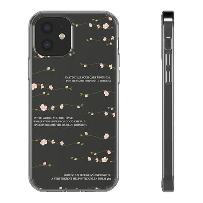 Floral Inspirational Bible Verse Phone Case, Clear Case, Motivational Phone Cover, Gift for Her, Spring Decor, Self-Care Reminder