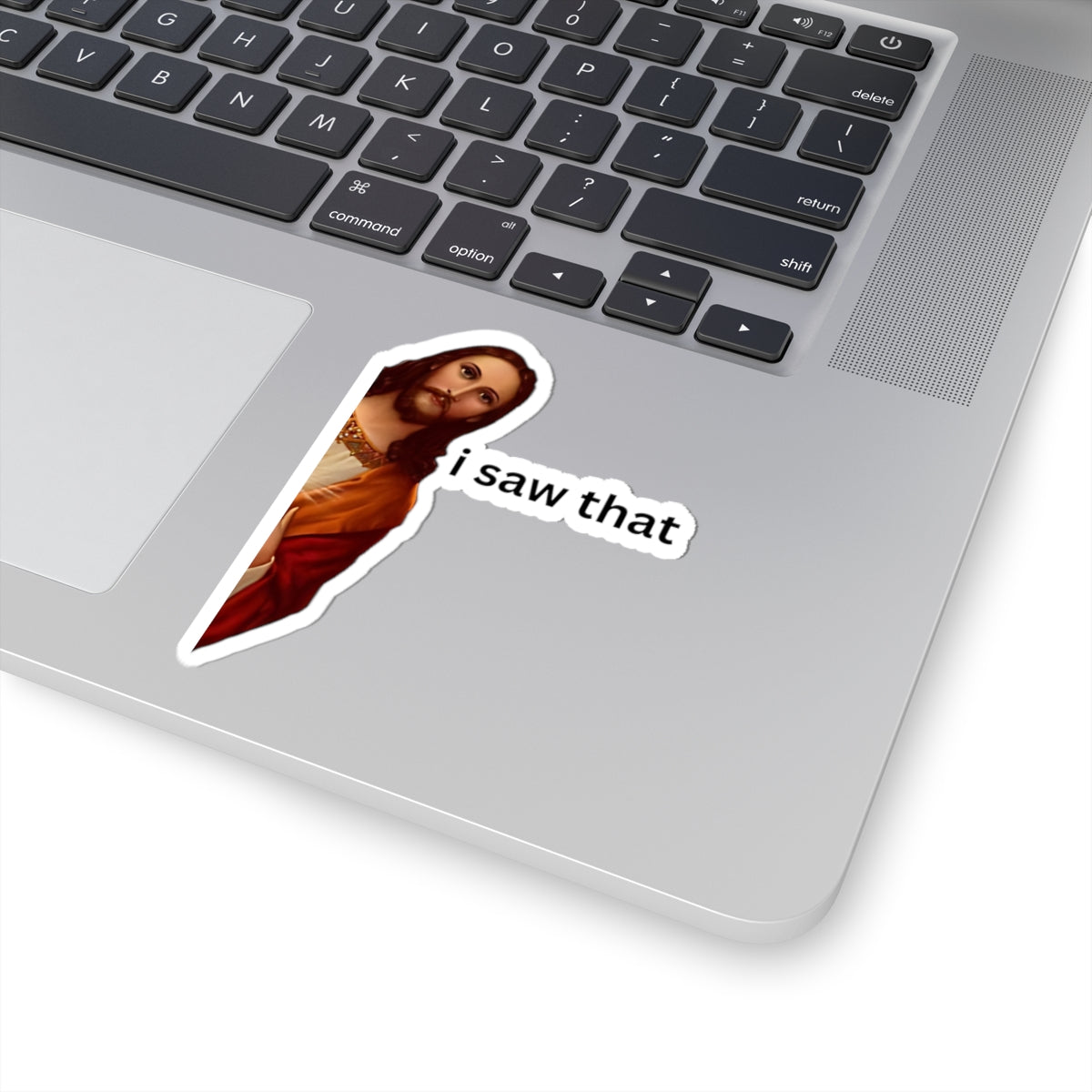 Jesus 'I Saw That' Sticker - Humorous Vinyl Decal for Laptops, Water Bottles, Journals, Gift Idea, Christian Decor