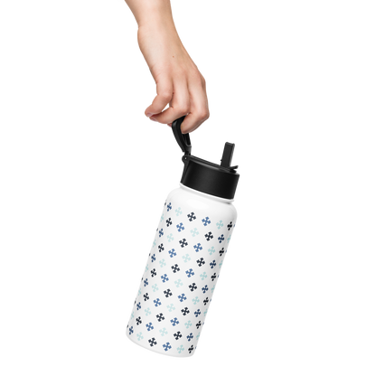 Coptic Central Cross Pattern Stainless steel water bottle with a straw lid