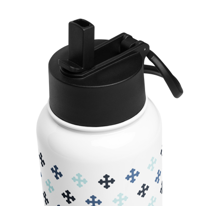 Coptic Central Cross Pattern Stainless steel water bottle with a straw lid