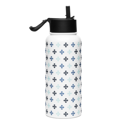 Coptic Central Cross Pattern Stainless steel water bottle with a straw lid